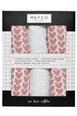 Meyco Knitted Heart Swaddle - 3-pack - Hydrofiel - Pink - 120x120cm -Winkel Voor Babyverzorgingsproducten 800x1200 37
