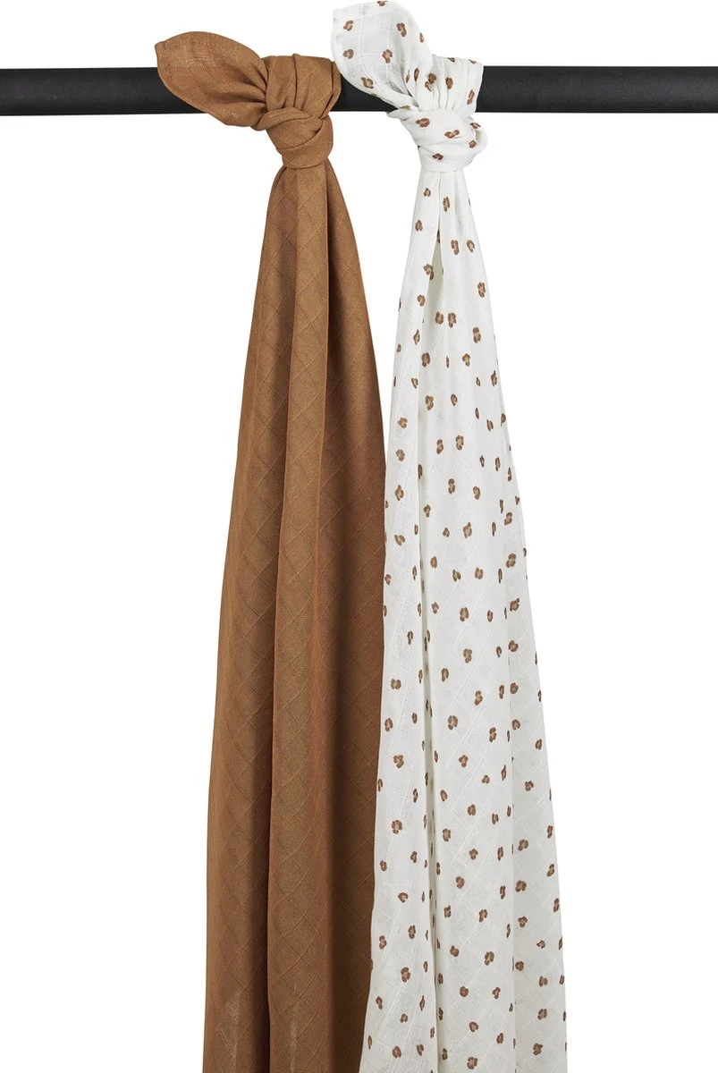 Meyco Mini Panther Swaddle - 2-pack - Toffee - 120x120cm 3 Meyco Mini Panther Swaddle - 2-pack - Toffee - 120x120cm