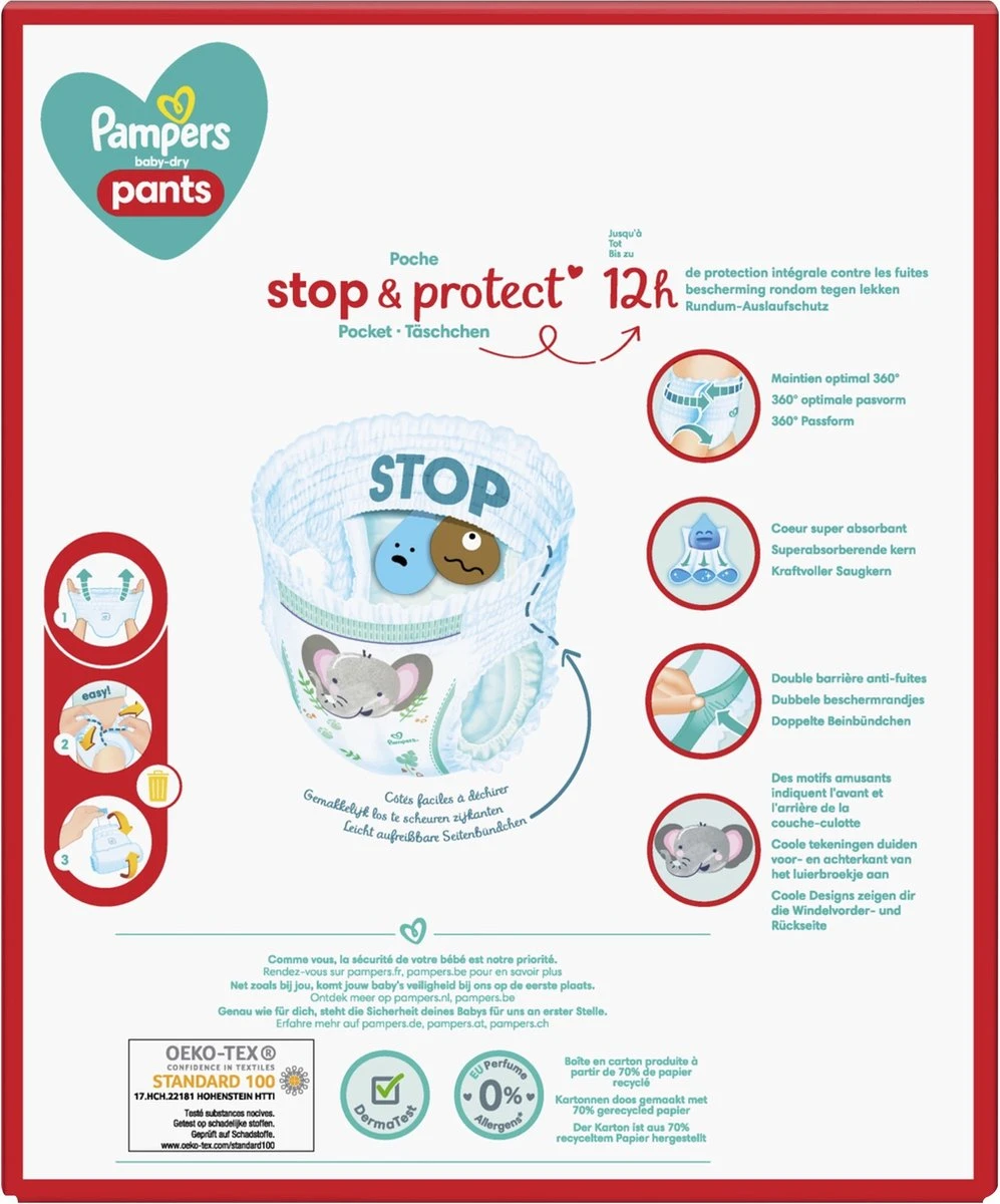 Pampers® Pampers - Baby Dry Pants - Maat 4 - Mega Pack - 84 Luierbroekjes 4 Pampers® Pampers - Baby Dry Pants - Maat 4 - Mega Pack - 84 Luierbroekjes - Afbeelding 2